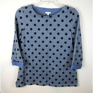 Talbots 3/4‎ Sleeve Gray Polka Dot Tunic Top Women's Petite Medium